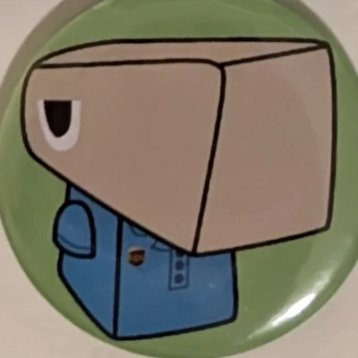 Preview of a button set made by Crownana Bread, including one of Wade as a UPS Store employee